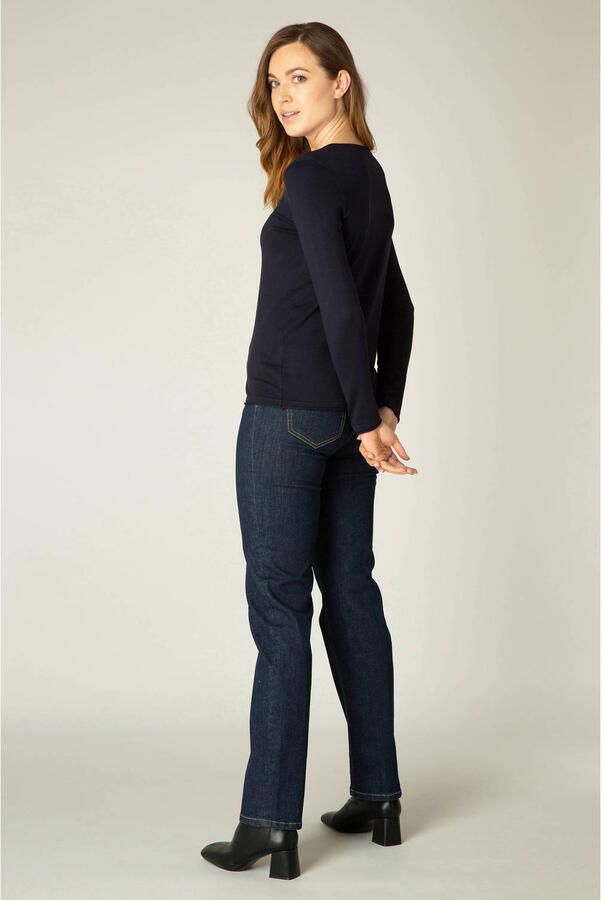 Base Level fijngebreide basic trui Yola donkerblauw - Foto 2