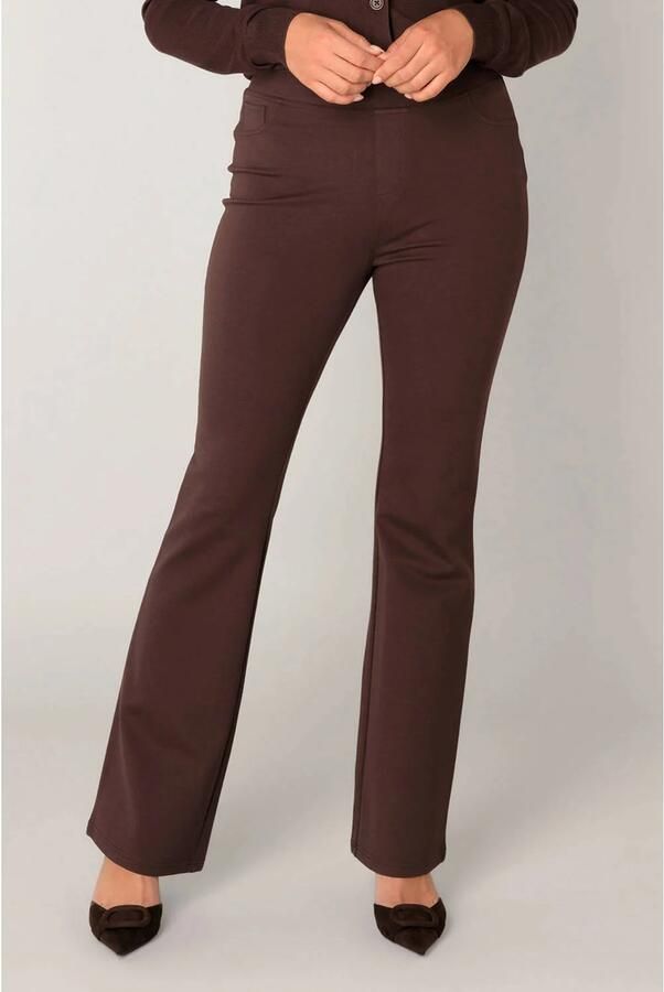 Base Level jersey flared high waist flared broek donkerbruin