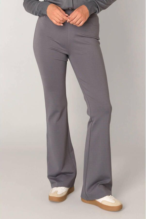 Base Level jersey flared high waist flared broek grijs