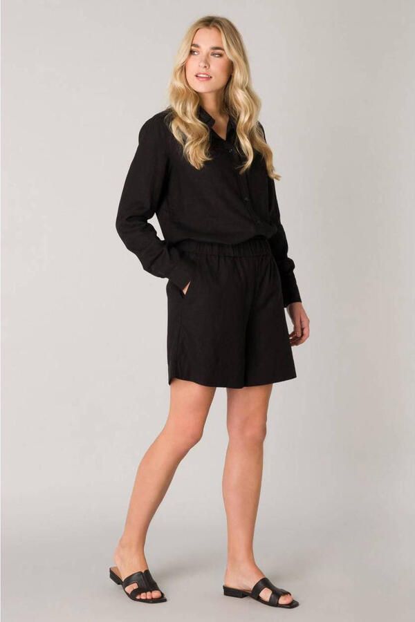 Base Level loose fit short Yarda met linnen zwart - Foto 2