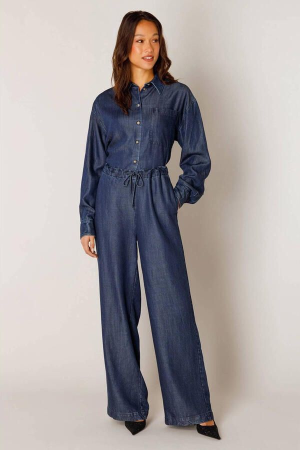 Base Level regular waist straight leg broek donkerblauw