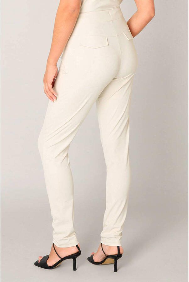 Base Level slim regular waist broek wit - Foto 3