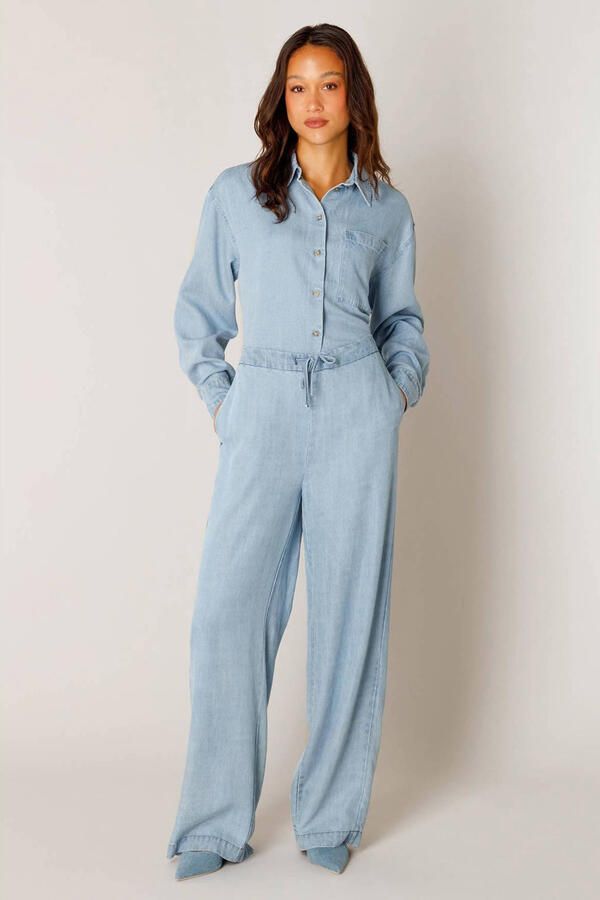 Base Level straight leg broek lichtblauw