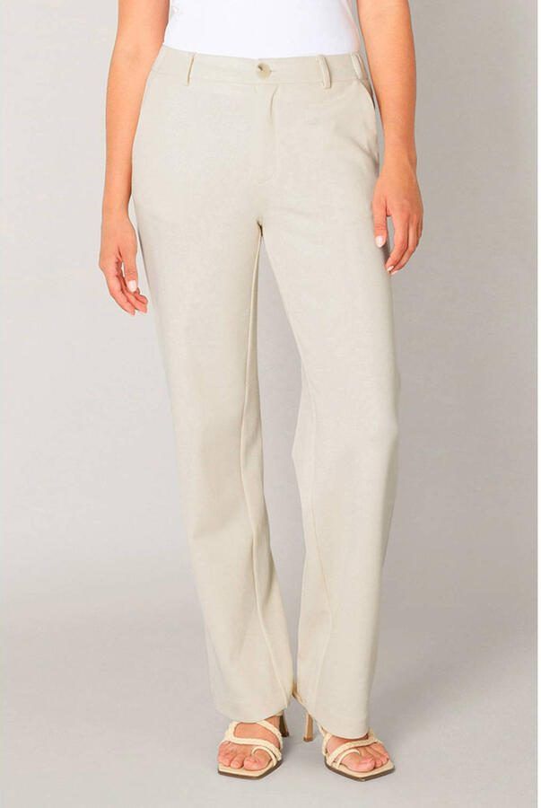 Base Level straight regular waist broek ecru
