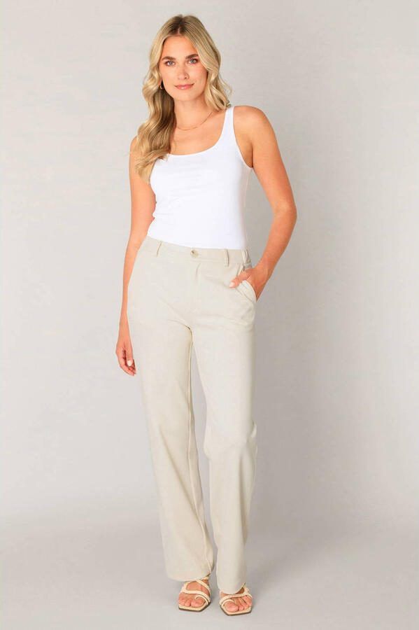 Base Level straight regular waist broek ecru - Foto 2