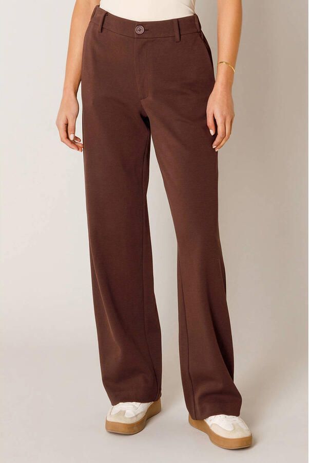Base Level straight regular waist broek donkerbruin - Foto 2