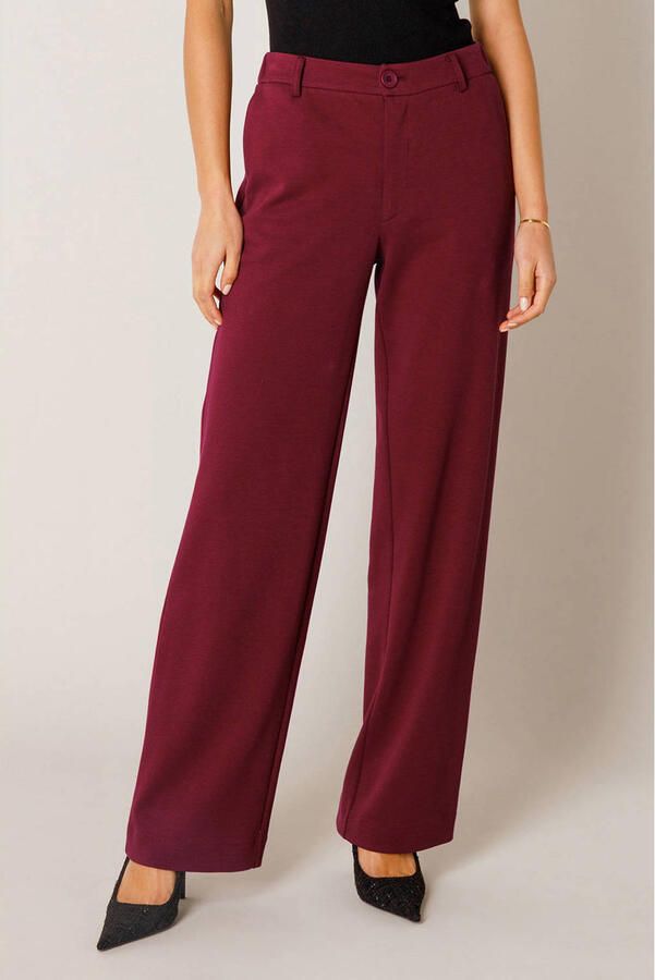 Base Level straight regular waist broek donkerrood