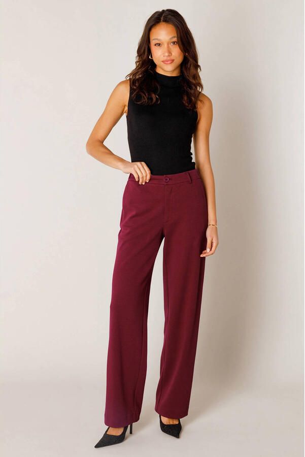 Base Level straight regular waist broek donkerrood - Foto 2