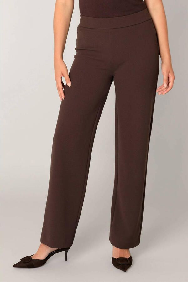 Base Level wide leg high waist broek donkerbruin - Foto 2