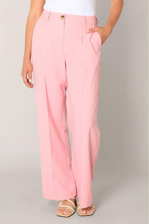 Base Level wide leg high waist broek lichtroze