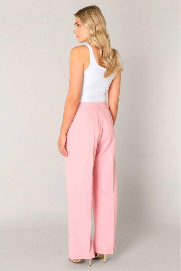 Base Level wide leg high waist broek lichtroze - Foto 2