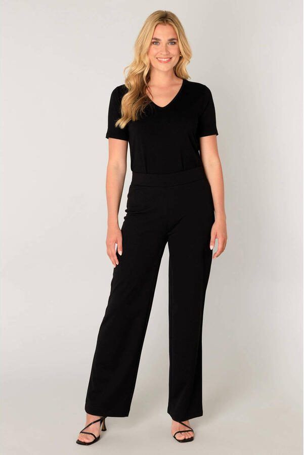 Base Level wide leg high waist broek zwart