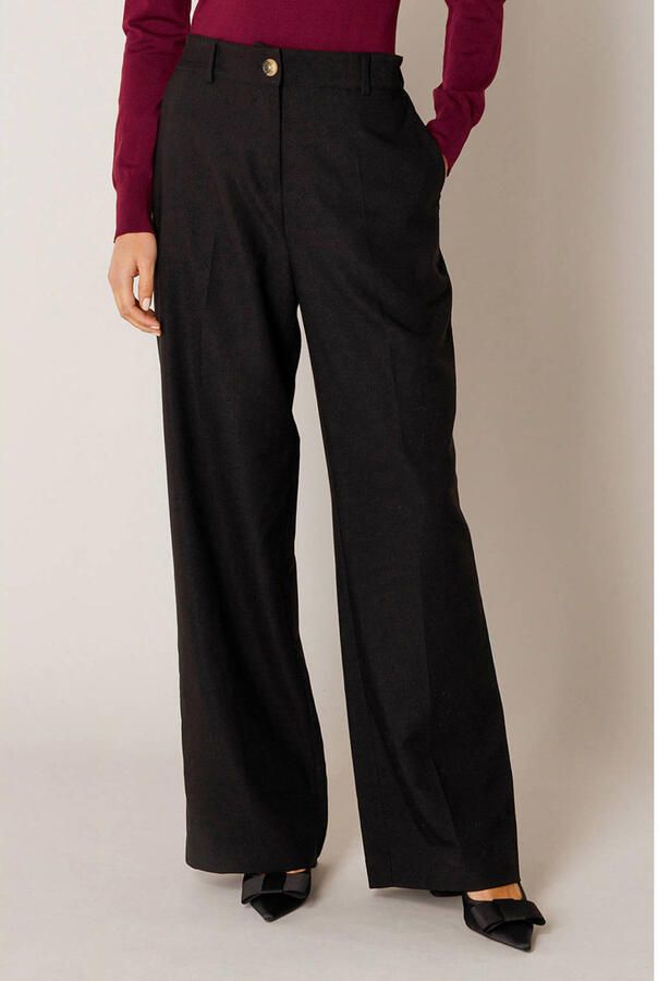 Base Level wide leg high waist broek zwart