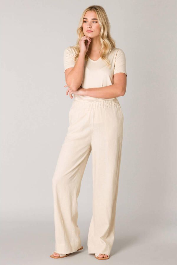 Base Level Linnen broek YUL Zomerbroek met elastische band