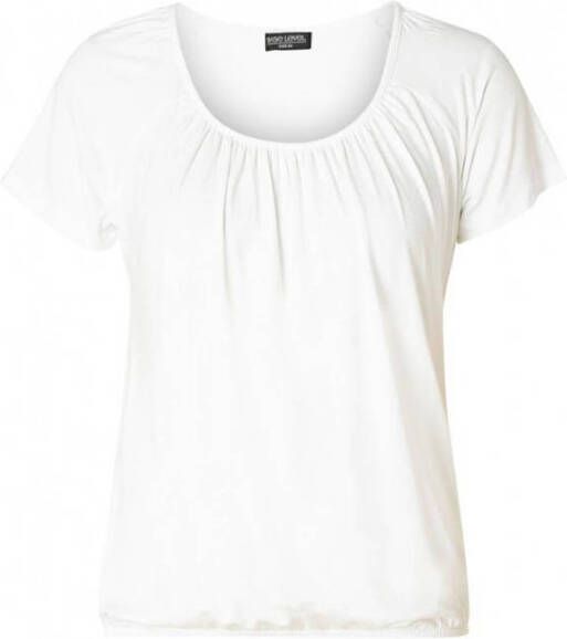 Base Level T-shirt Yona met aanrimpeling bij de ronde hals