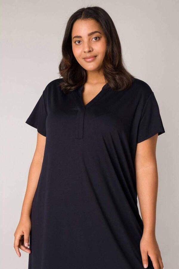 Base Level Curvy A-lijn jurk Yenna met ceintuur donkerblauw