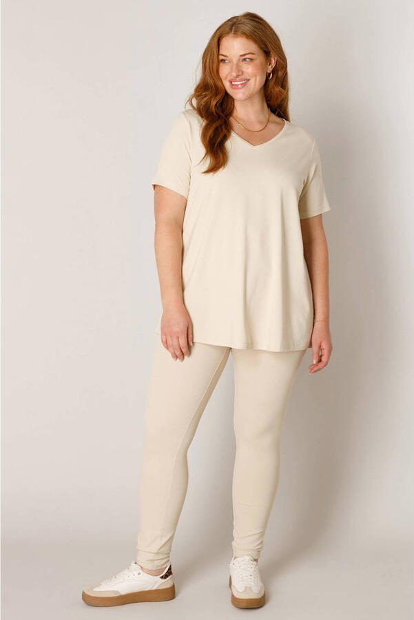 Base Level Curvy basic T-shirt Alba beige - Foto 3