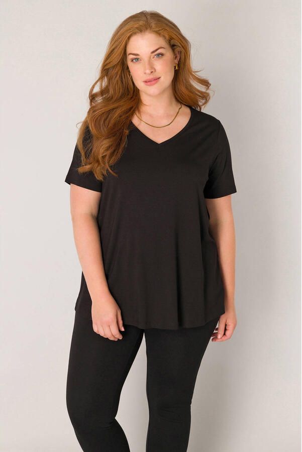 Base Level Curvy basic T-shirt Alba zwart - Foto 2