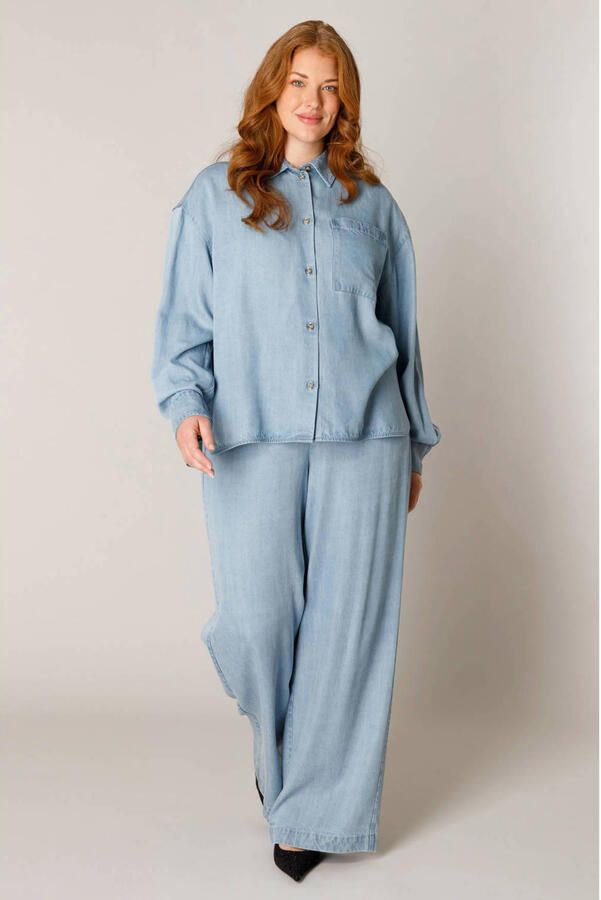 Base Level Curvy blouse Plus Size lichtblauw - Foto 2
