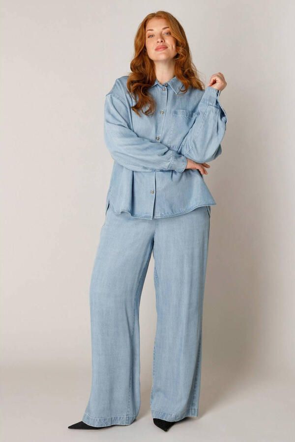 Base Level Curvy blouse Plus Size lichtblauw - Foto 3