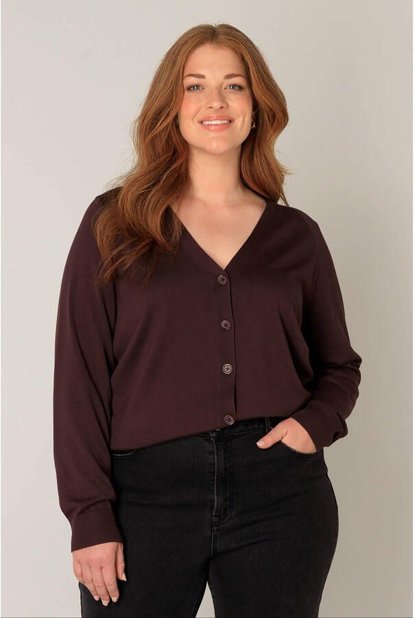 Base Level Curvy cardigan donkerbruin