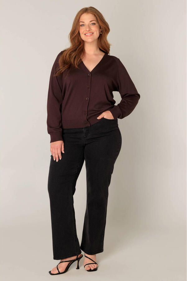 Base Level Curvy cardigan donkerbruin - Foto 2