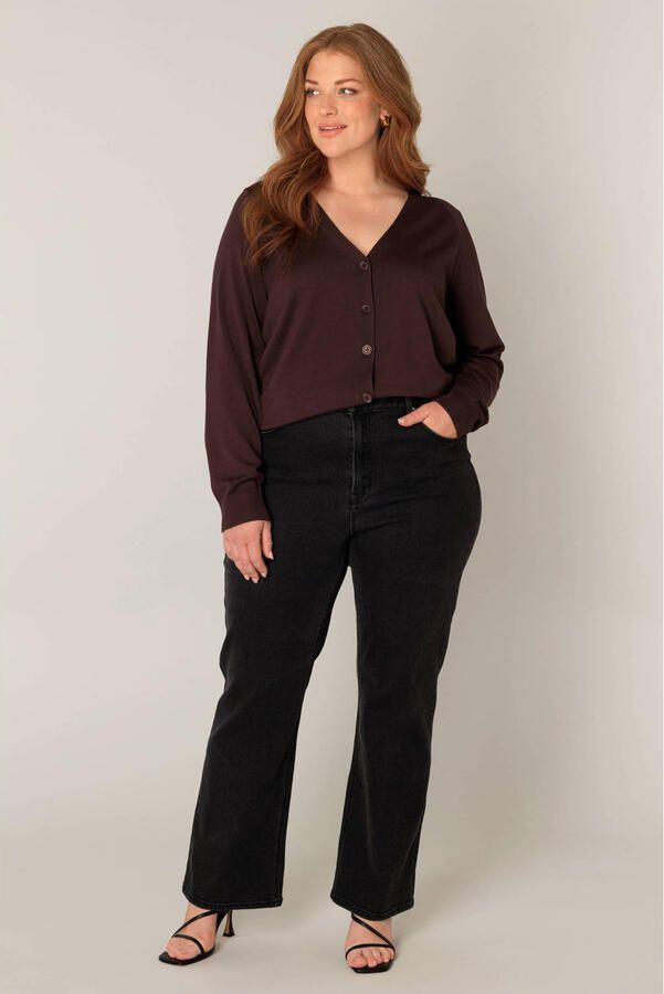Base Level Curvy cardigan donkerbruin - Foto 3