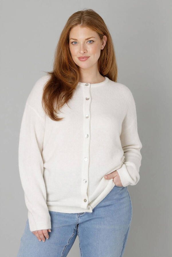 Base Level Curvy Cardigan Yulia met wol en knoopsluiting