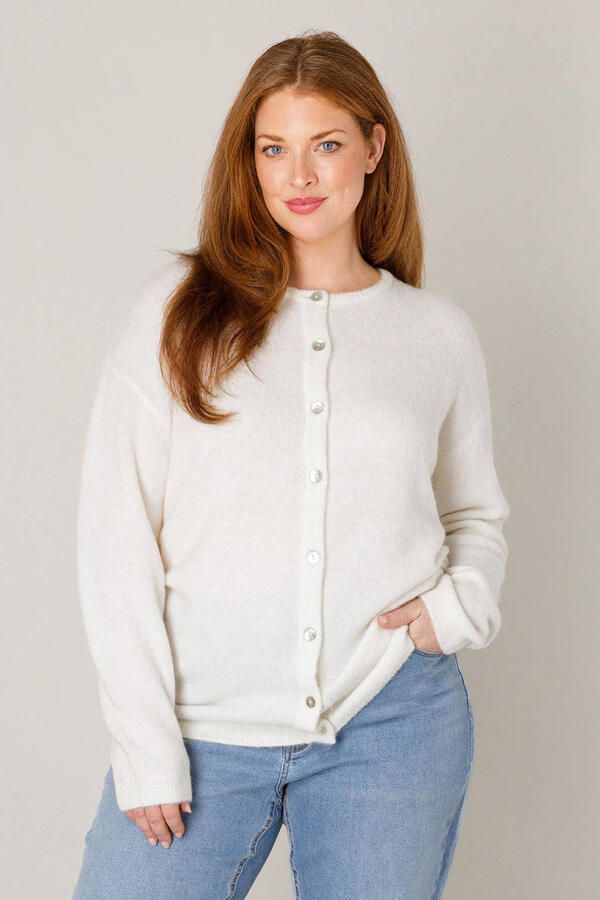 Base Level Curvy Cardigan Yulia met wol en knoopsluiting