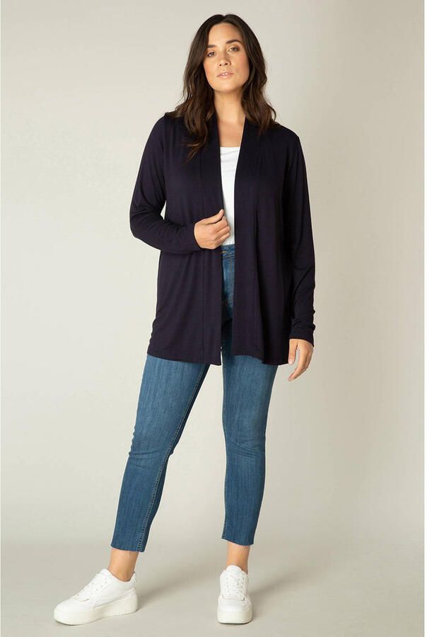 Base Level Curvy fijngebreid vest Ayla donkerblauw