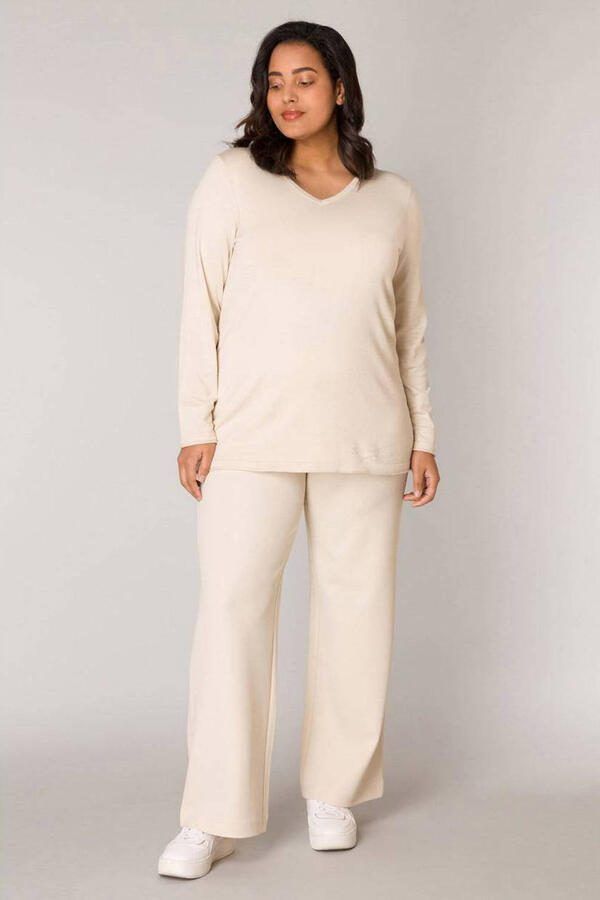 Base Level Curvy fijngebreide trui Anine beige - Foto 4