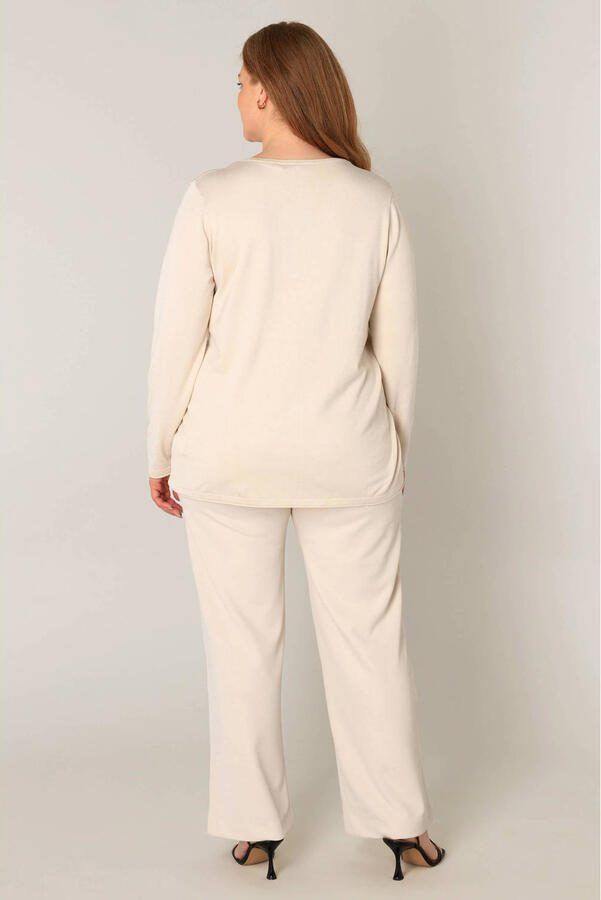 Base Level Curvy fijngebreide trui Anine beige - Foto 3