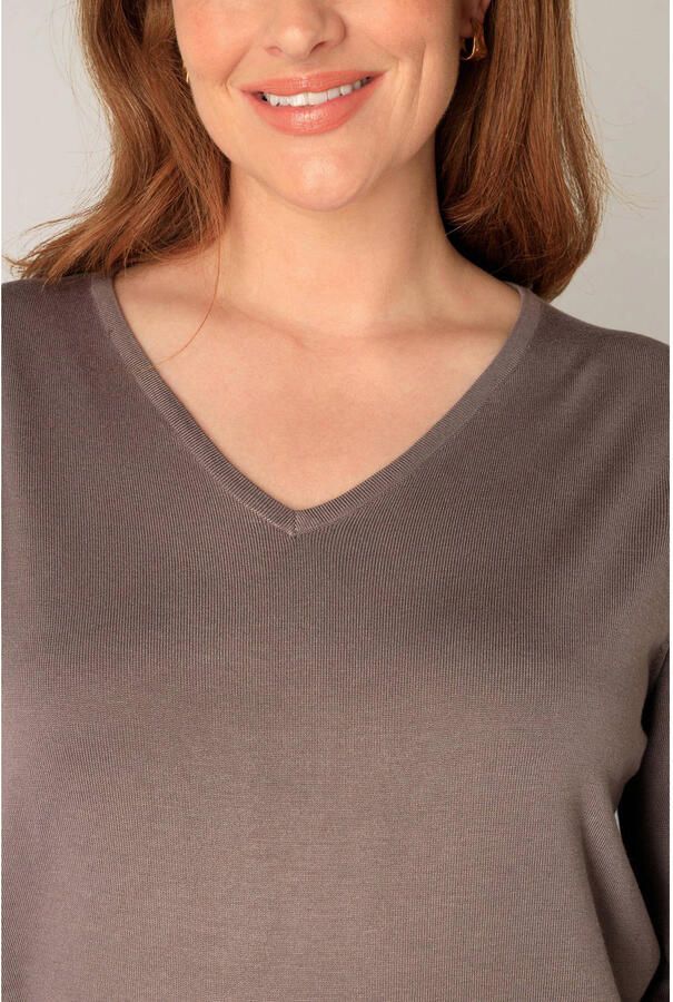 Base Level Curvy fijngebreide trui Anine taupe