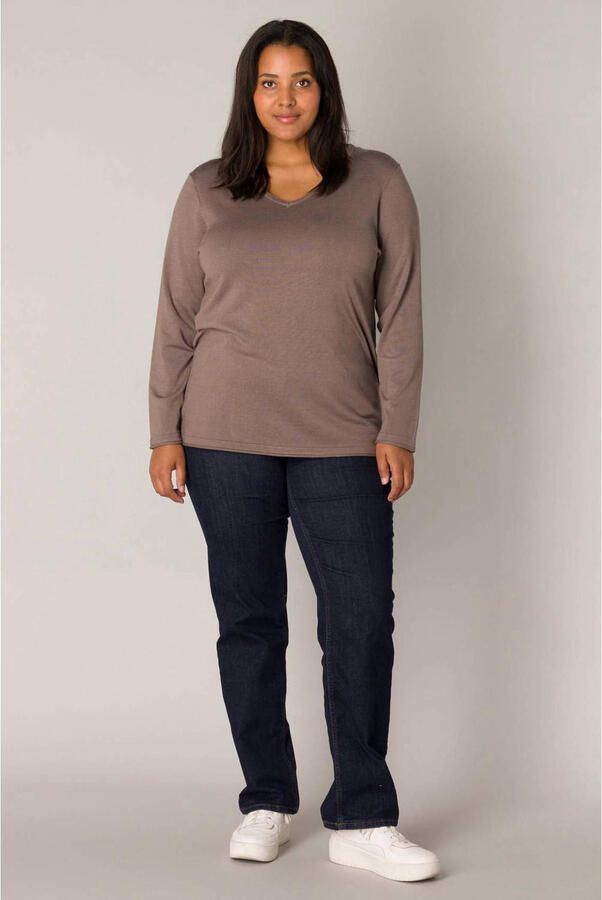 Base Level Curvy fijngebreide trui Anine taupe