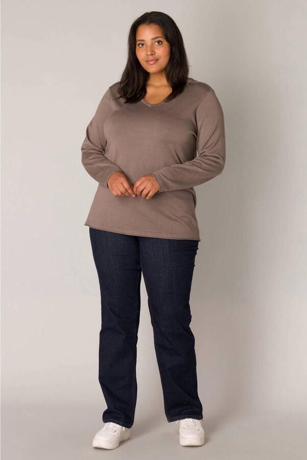 Base Level Curvy fijngebreide trui Anine taupe - Foto 2