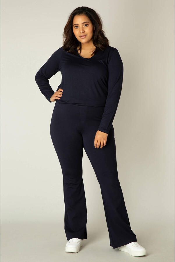 Base Level Curvy high waist flared tregging Allie donkerblauw