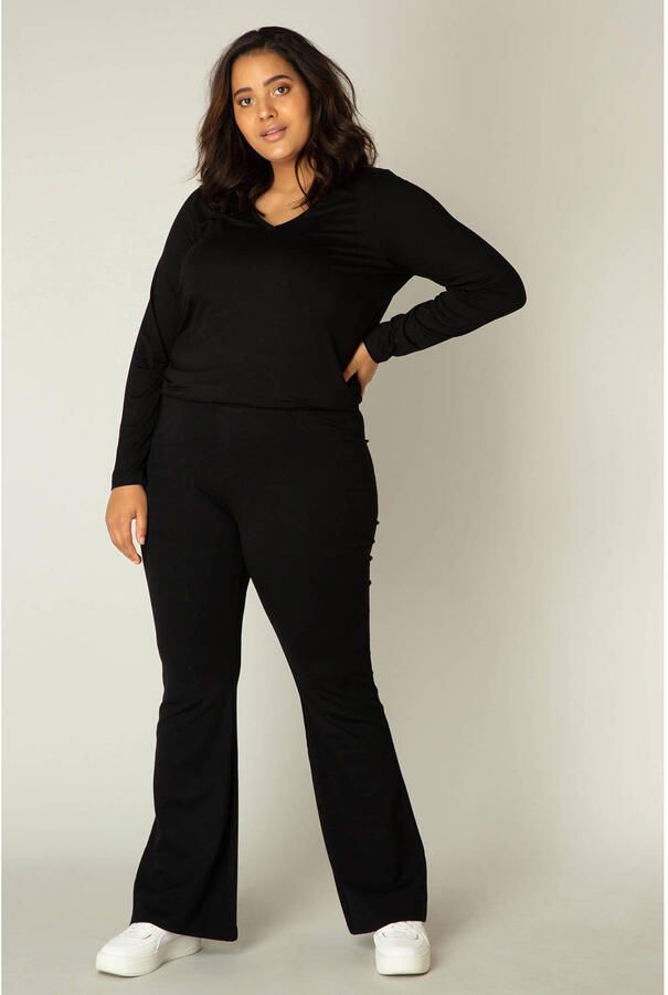 Base Level Curvy high waist flared tregging Allie zwart