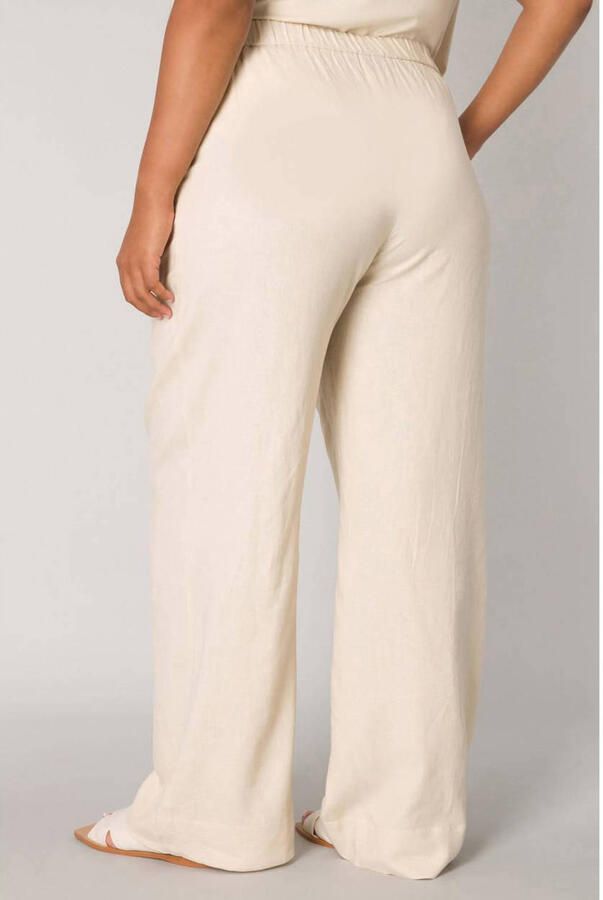 Base Level Curvy Linnen broek Yula Zomerbroek linnen-viscosemix met elastische tailleband