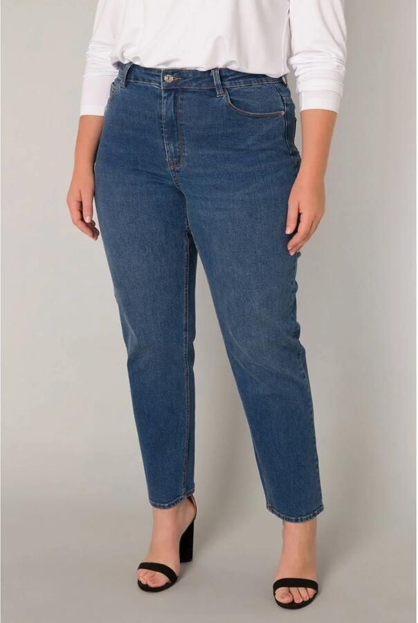 Base Level Curvy high waist slim fit jeans dark blue denim