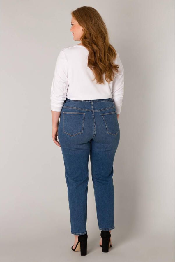 Base Level Curvy high waist slim fit jeans dark blue denim - Foto 3