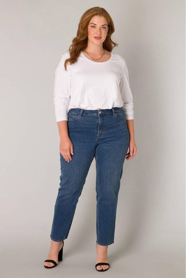 Base Level Curvy high waist slim fit jeans dark blue denim - Foto 2