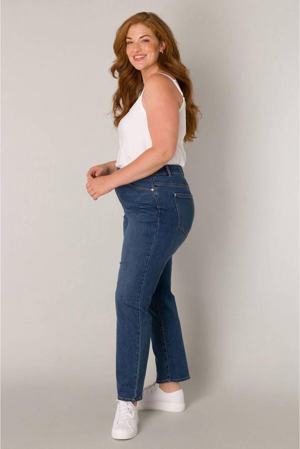 Base Level Curvy high waist slim fit jeans dark blue denim