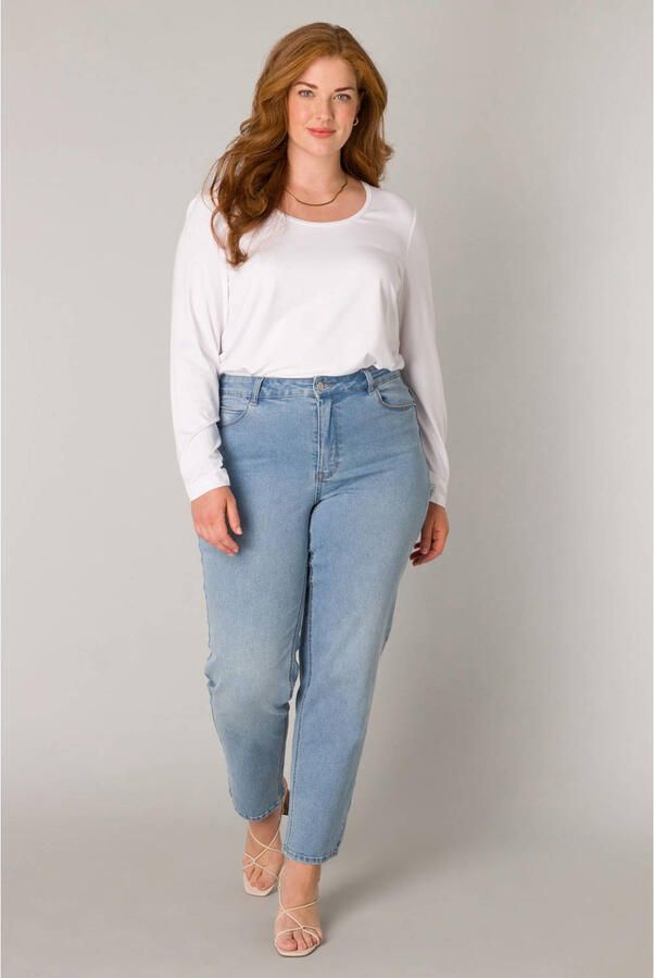 Base Level Curvy high waist slim fit jeans lichtblauw - Foto 2