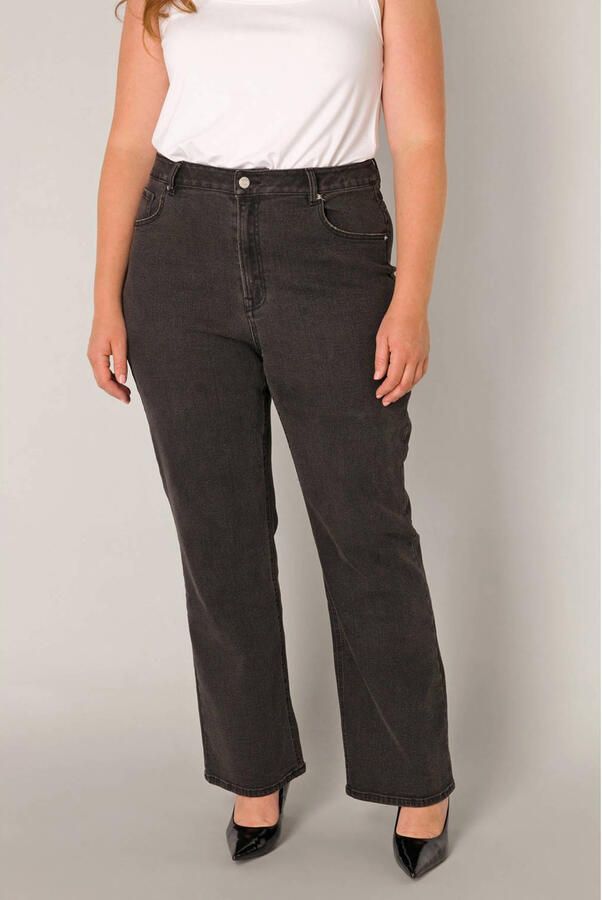 Base Level Curvy high waist wide leg jeans black denim