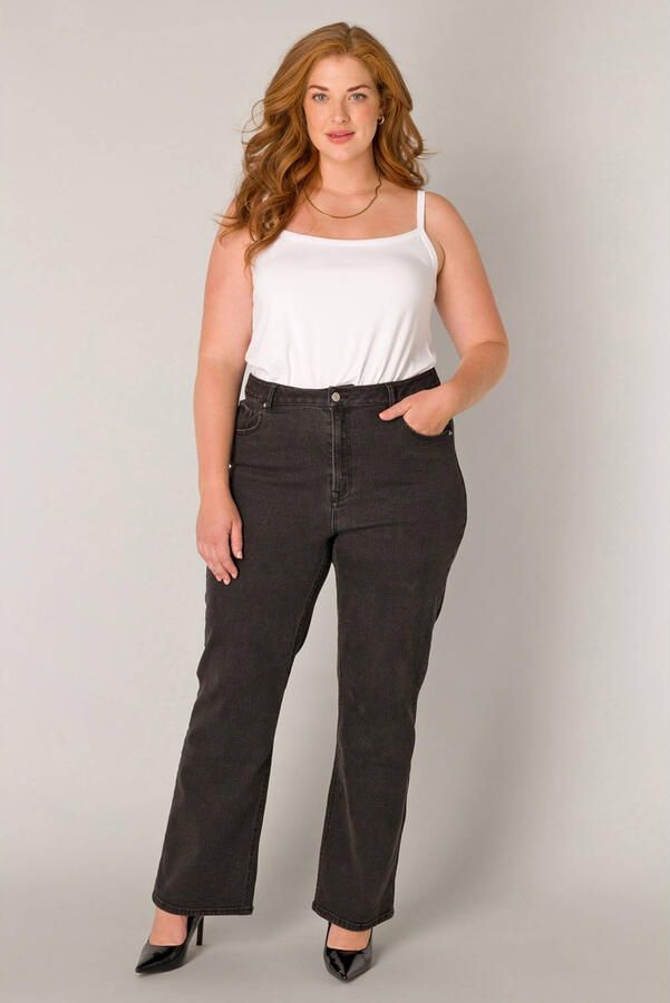 Base Level Curvy high waist wide leg jeans black denim - Foto 3