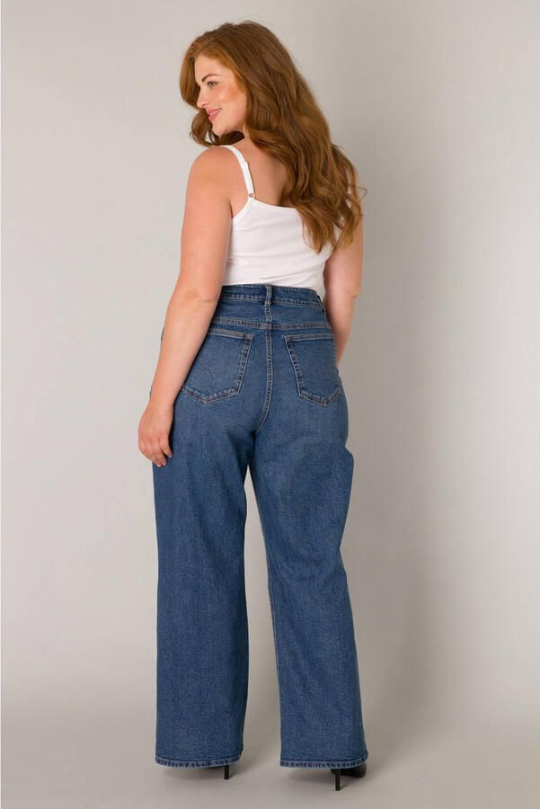Base Level Curvy high waist wide leg jeans medium blue denim
