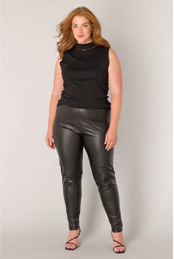 Base Level Curvy imitatieleren high waist slim fit legging Alene zwart - Foto 2