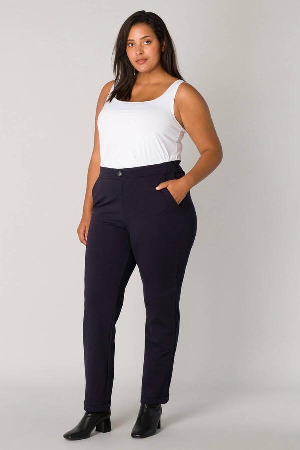 Base Level Curvy jersey broek Yoella donkerblauw - Foto 2