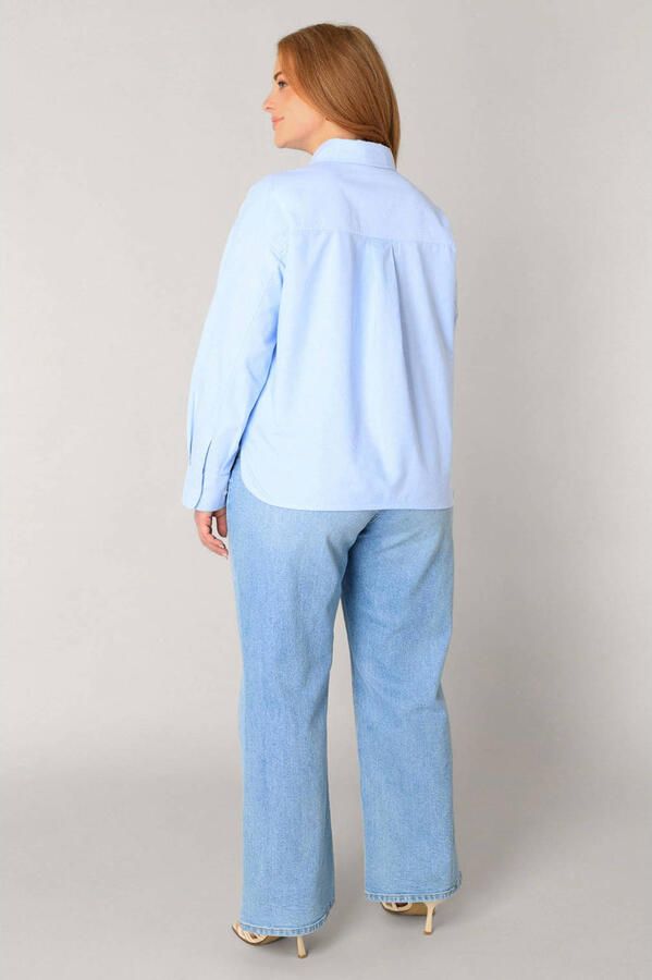 Base Level Curvy katoenen blouse lichtblauw - Foto 2