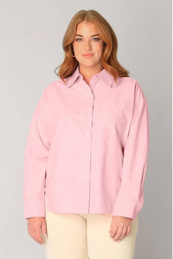 Base Level Curvy katoenen blouse lichtroze